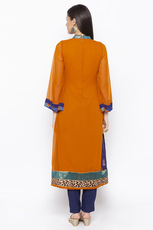 Georgette A Line Kurti Top In Mustard