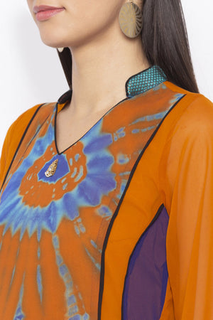 Georgette A Line Kurti Top In Mustard