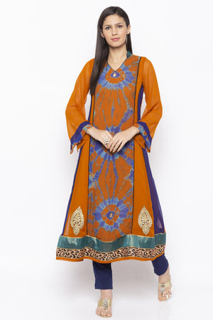 Georgette A Line Kurti Top In Mustard