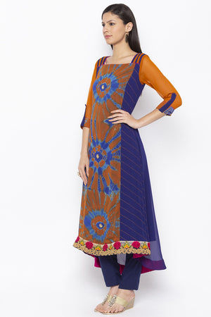 Georgette A Line Kurti Top In Mustard