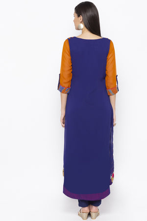 Georgette A Line Kurti Top In Mustard