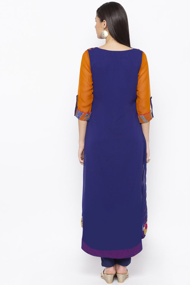 Georgette A Line Kurti Top In Mustard