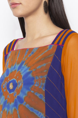 Georgette A Line Kurti Top In Mustard