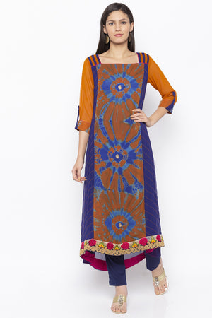 Georgette A Line Kurti Top In Mustard