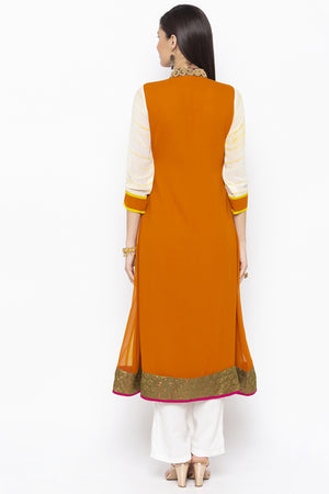Georgette Embroidered Kurta Top in Off White - Back