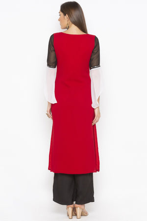 Georgette Straight Kurti Top In Off White