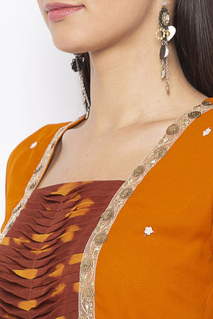 Georgette A Line Kurti Top In Mustard