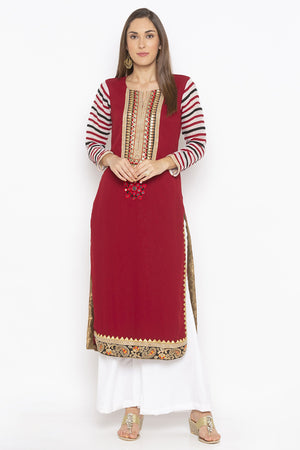 Georgette Straight Kurti Top In Maroon