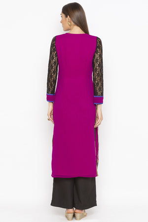 Georgette Straight Kurti Top In Purple