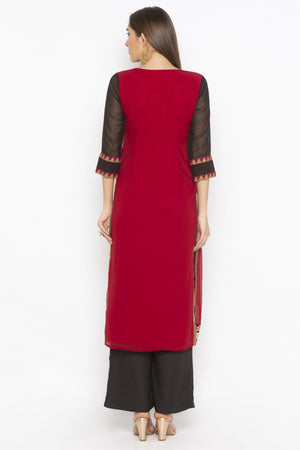 Georgette Straight Kurti Top In Maroon