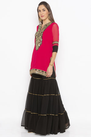 Georgette Short Kurti Top In Pink