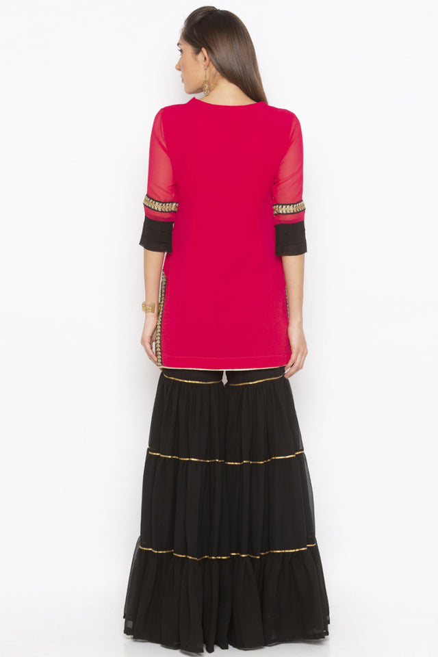 Georgette Short Kurti Top In Pink