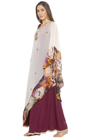 Georgette Asymmetric Kurti Top In Cream