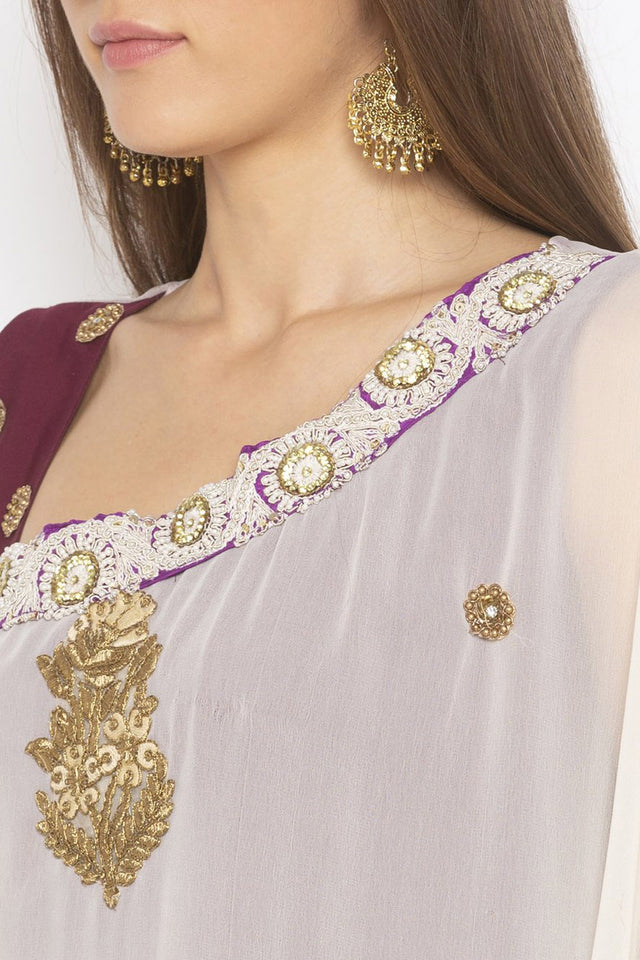 Georgette Asymmetric Kurti Top In Cream