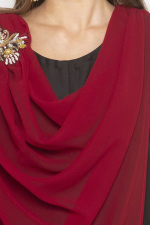 Blended Cotton Asymmetric Kurti Top In Black