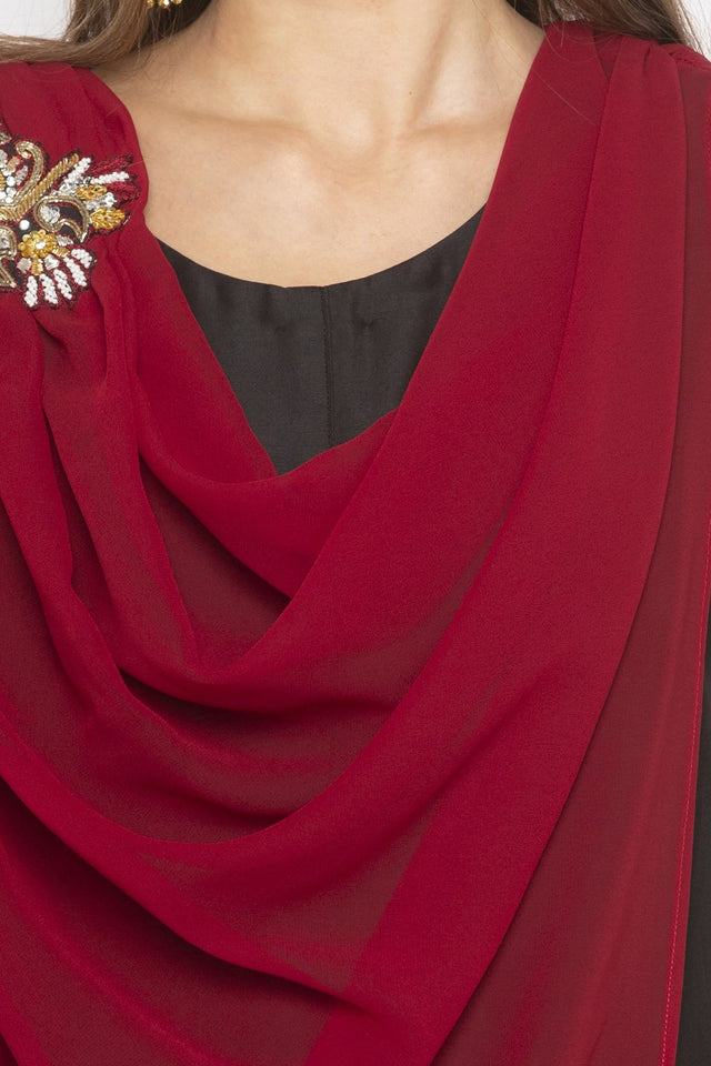 Blended Cotton Asymmetric Kurti Top In Black