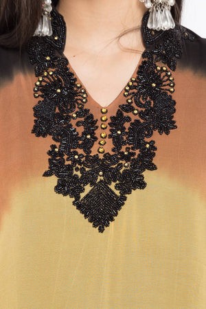 Faux Georgette Asymmetric Kurti Top In Black