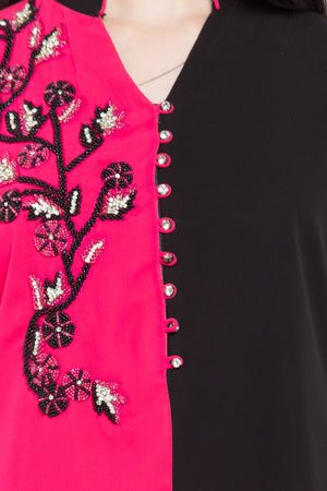 Faux Georgette Straight Kurti Top In Pink