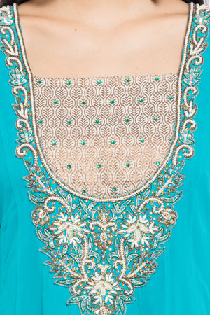 Faux Georgette Anarkali Kurti Top In Blue