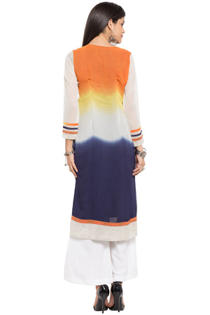Faux Georgette Straight Kurti Top In White