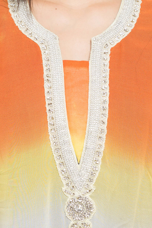 Faux Georgette Straight Kurti Top In White