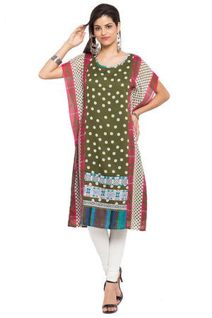 Faux Georgette Straight Kurti In Green