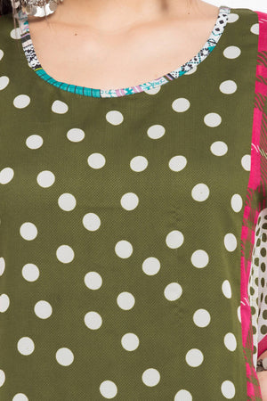 Faux Georgette Straight Kurti In Green