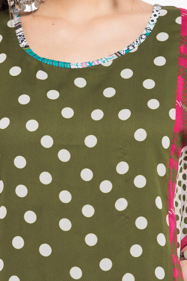 Faux Georgette Straight Kurti In Green