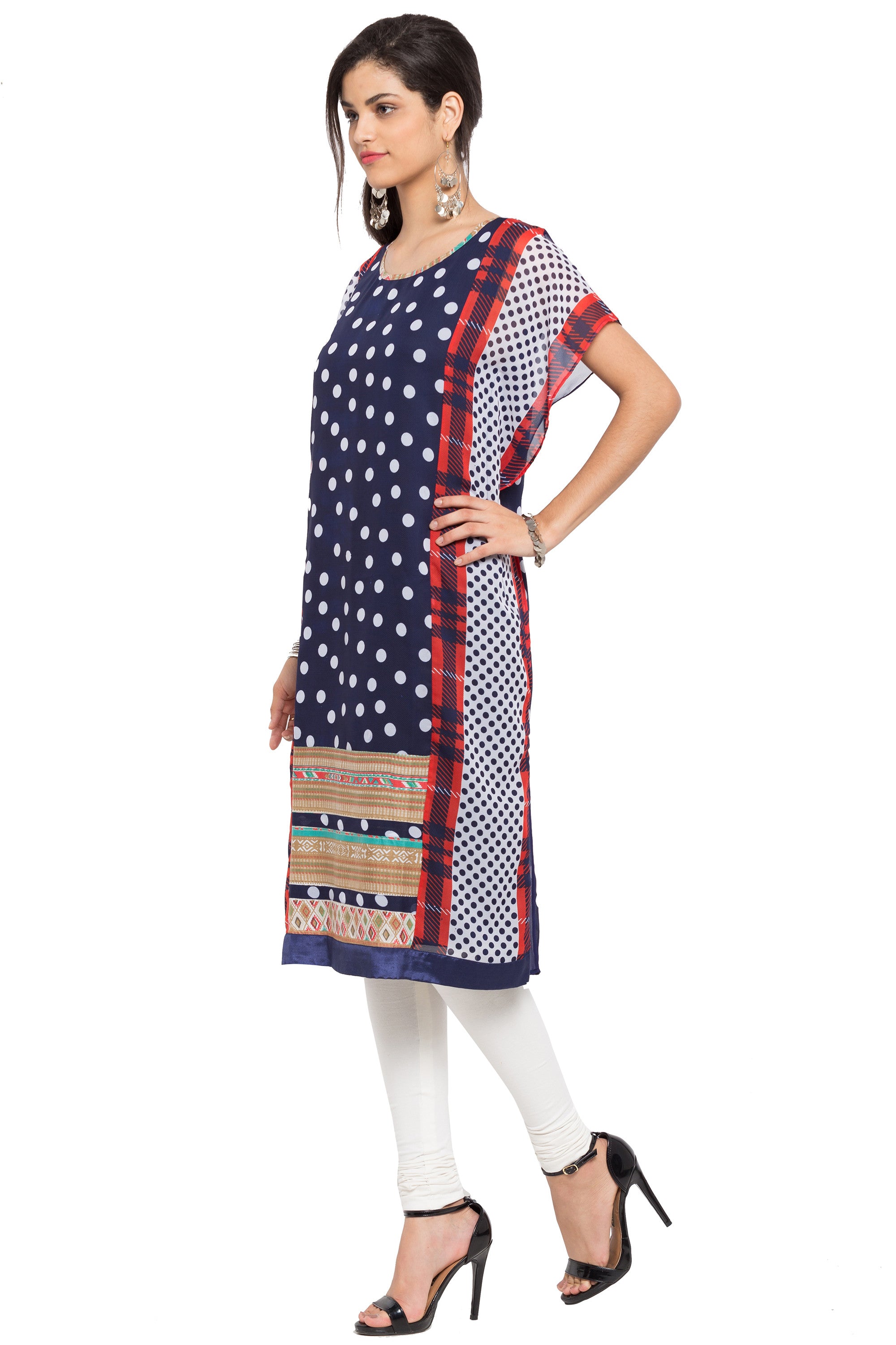 Faux Georgette Straight Kurti In Blue