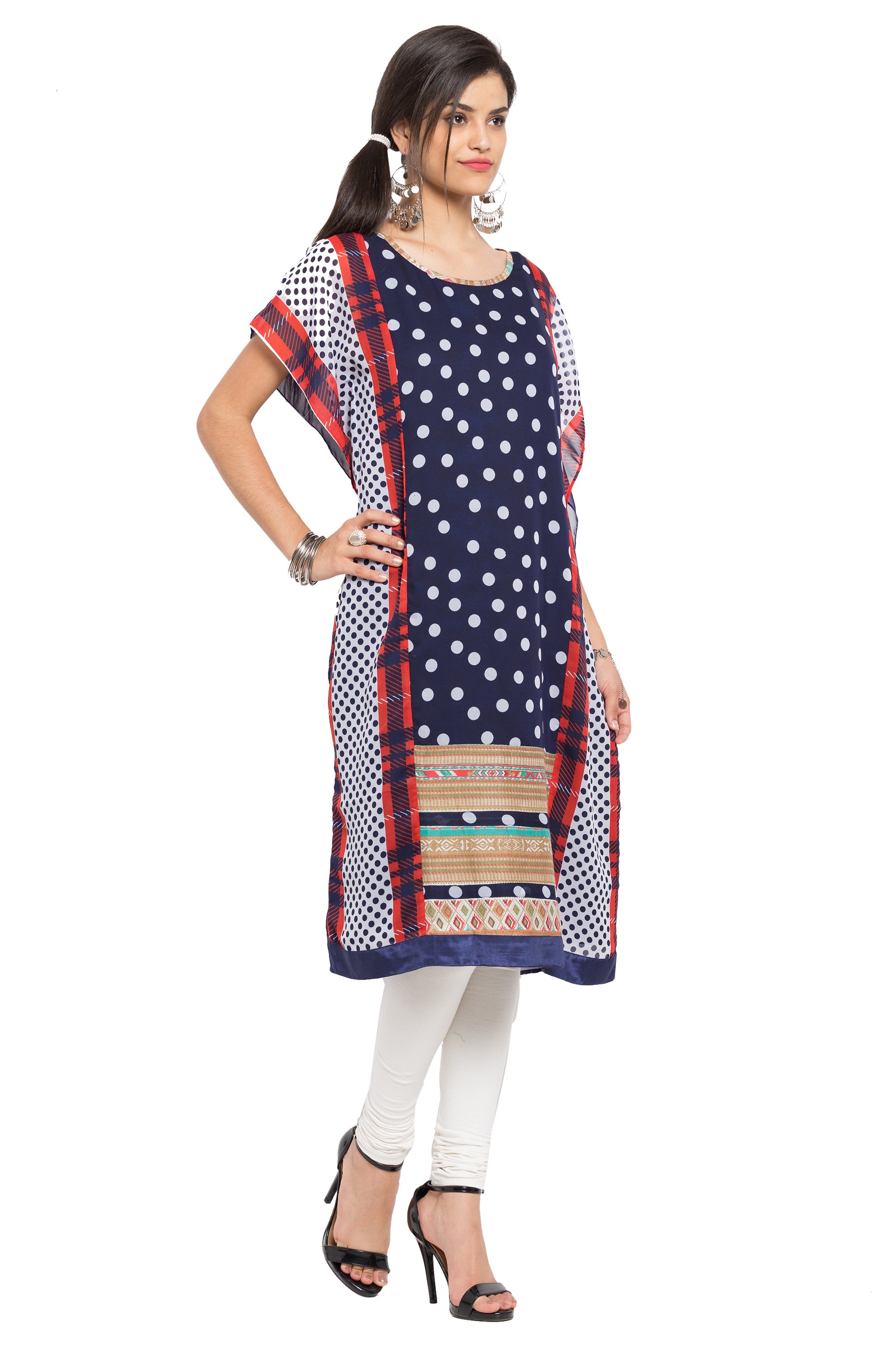Faux Georgette Straight Kurti In Blue