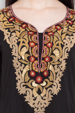 Faux Georgette Anarkali Kurti Top In Black