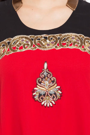 Faux Georgette A-Line Kurti Top In Red