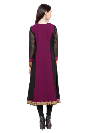Faux Georgette A-Line Kurti Top In Purple