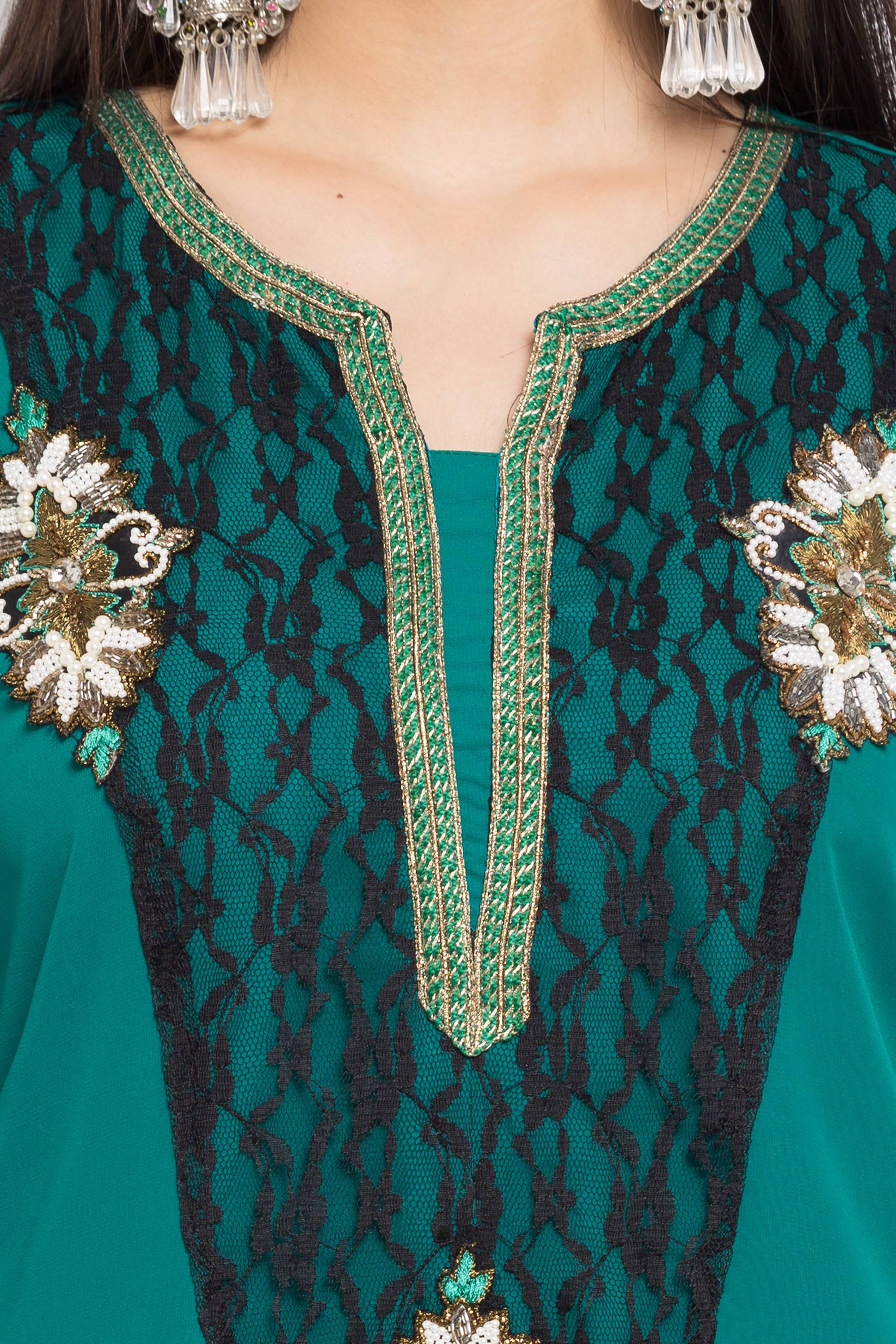 Faux Georgette Straight Kurti Top In Green