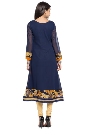 Faux Georgette Anarkali Kurti Top In Blue
