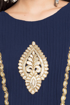 Faux Georgette Anarkali Kurti Top In Blue