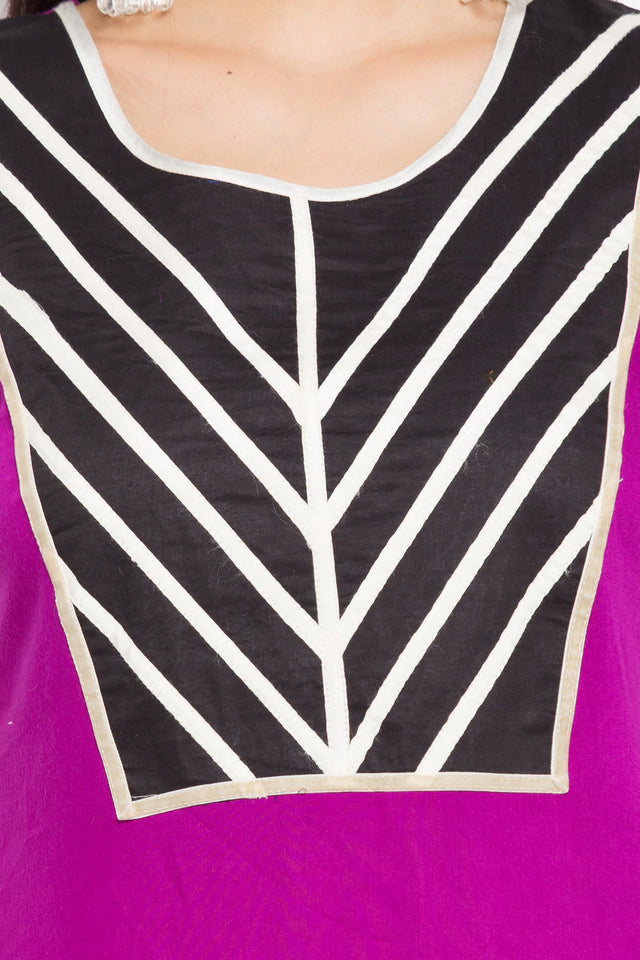 Blended Cotton Straight Kurti In Purple