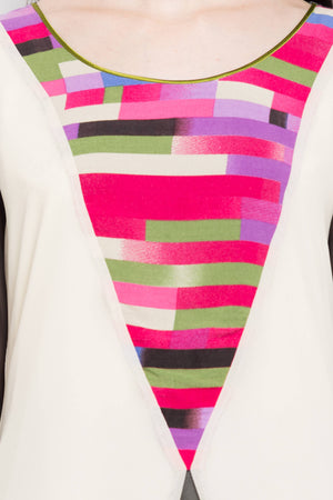 Faux Georgette Asymmetric Kurti In White