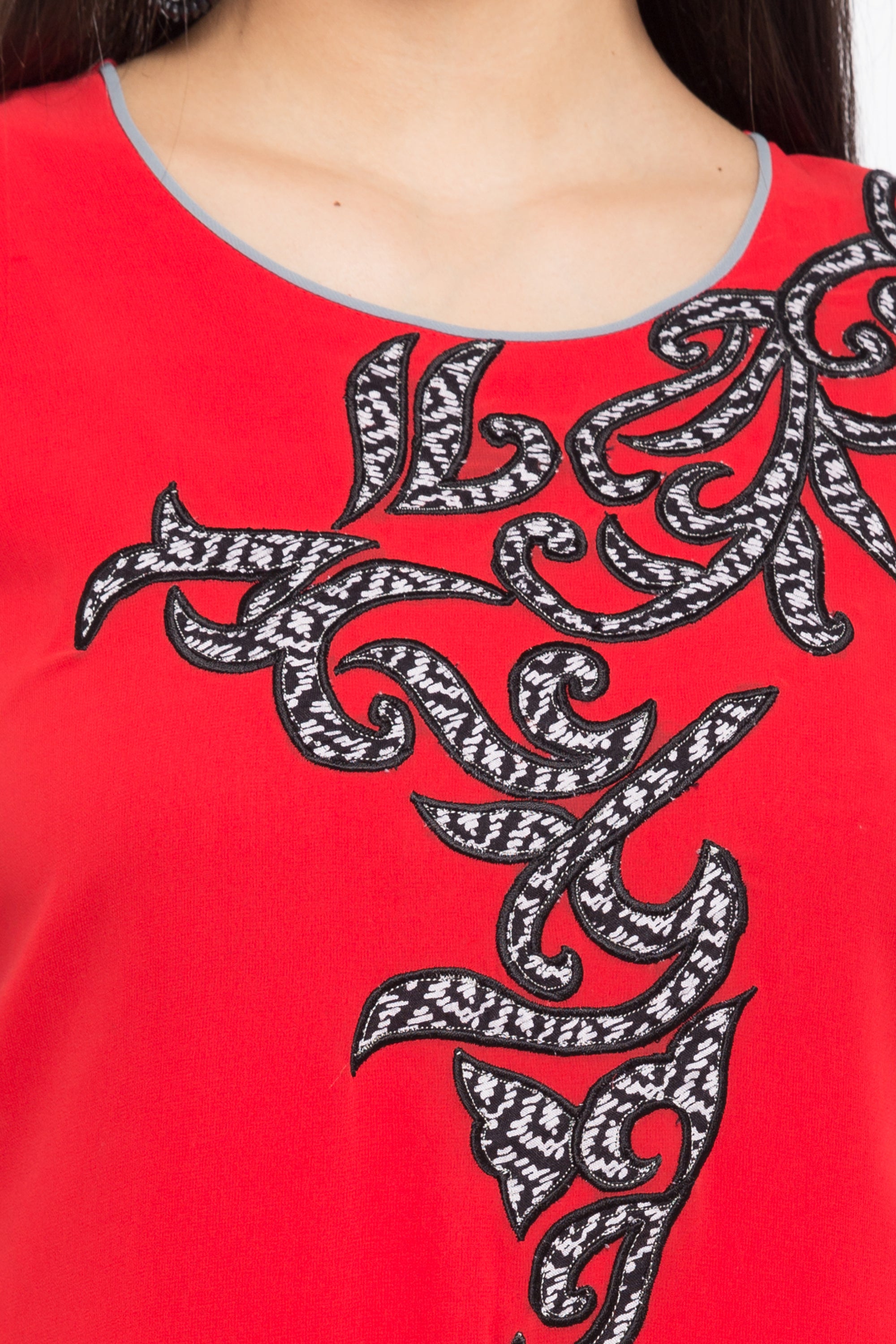 Faux Georgette Flared Kurti Top In Red