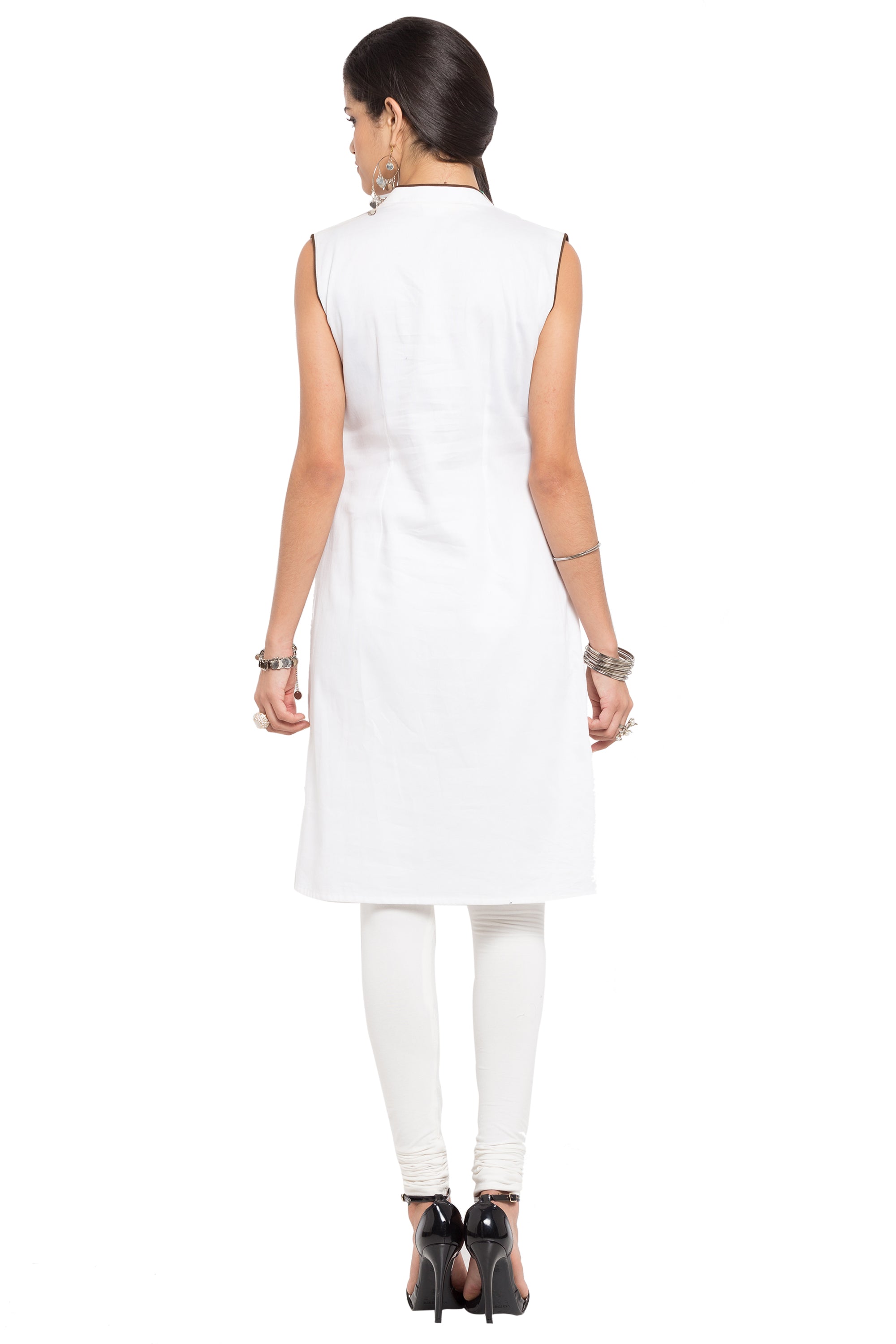 Blended Cotton Straight Kurti In White
