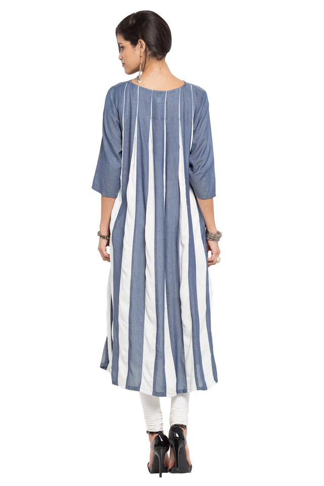 Blended Cotton Straight Kurti Top In Grey