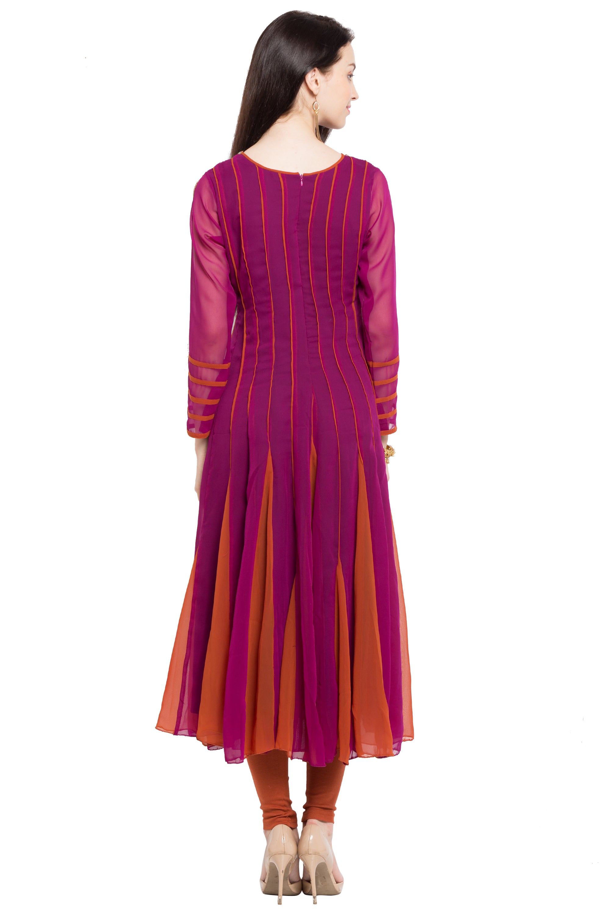 Faux Georgette Anarkali Kurti Top In Purple