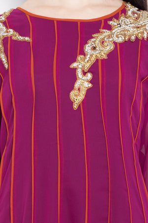 Faux Georgette Anarkali Kurti Top In Purple