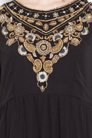 Faux Georgette Anarkali Kurti Top In Black