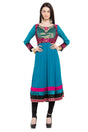 Faux Georgette Anarkali Kurta Top in Blue