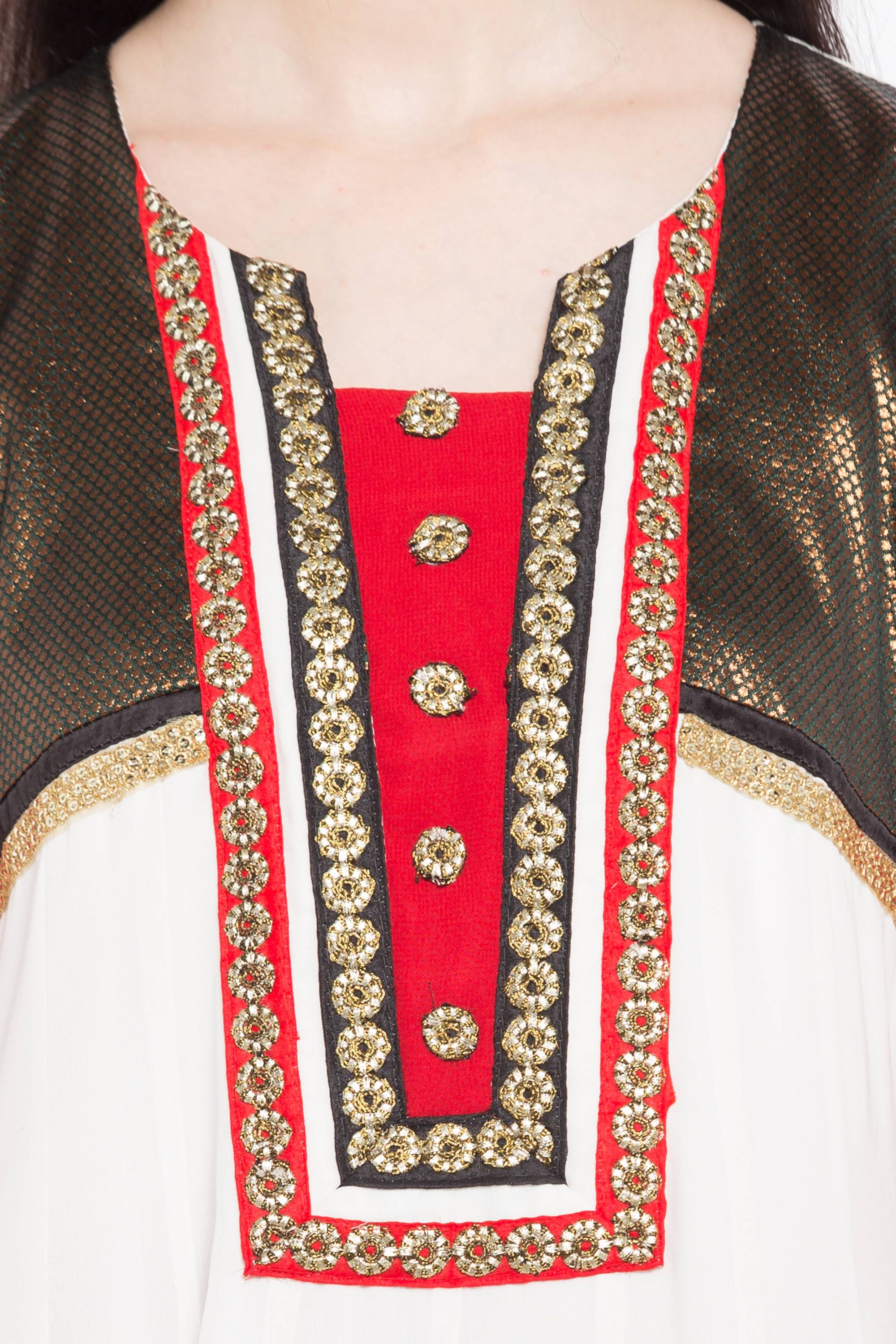 Faux Georgette A-Line Kurti Top In White