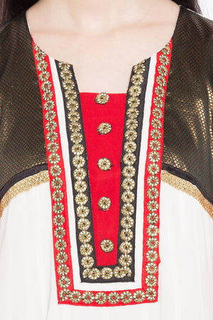 Faux Georgette A-Line Kurti Top In White