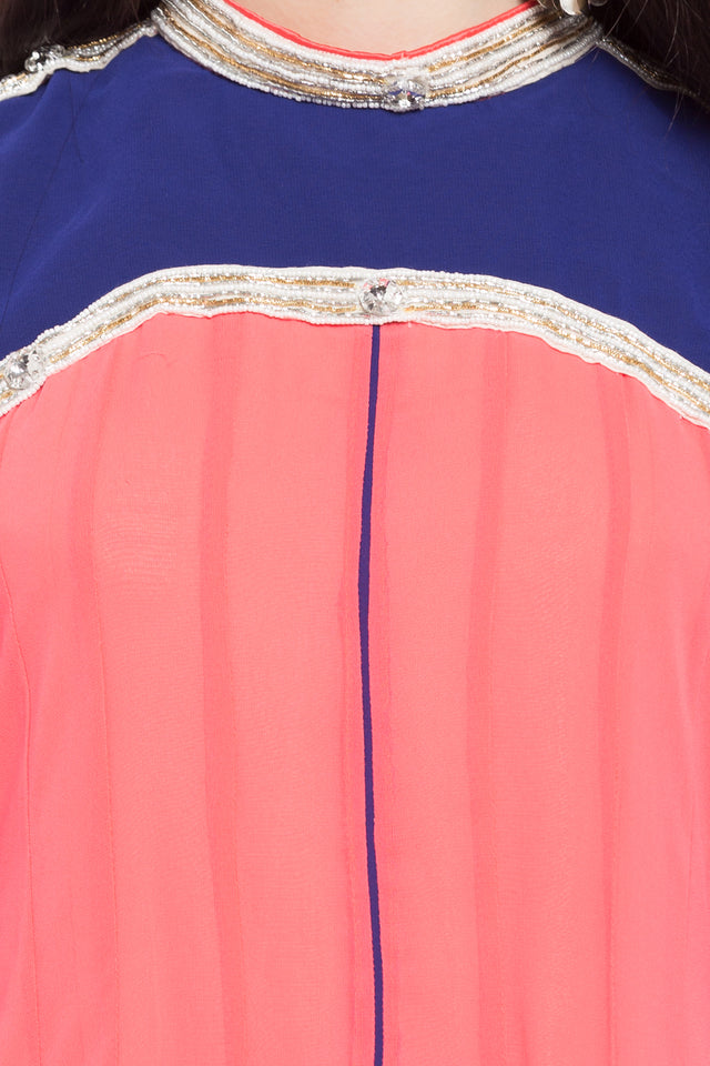 Faux Georgette Anarkali Kurti Top In Orange