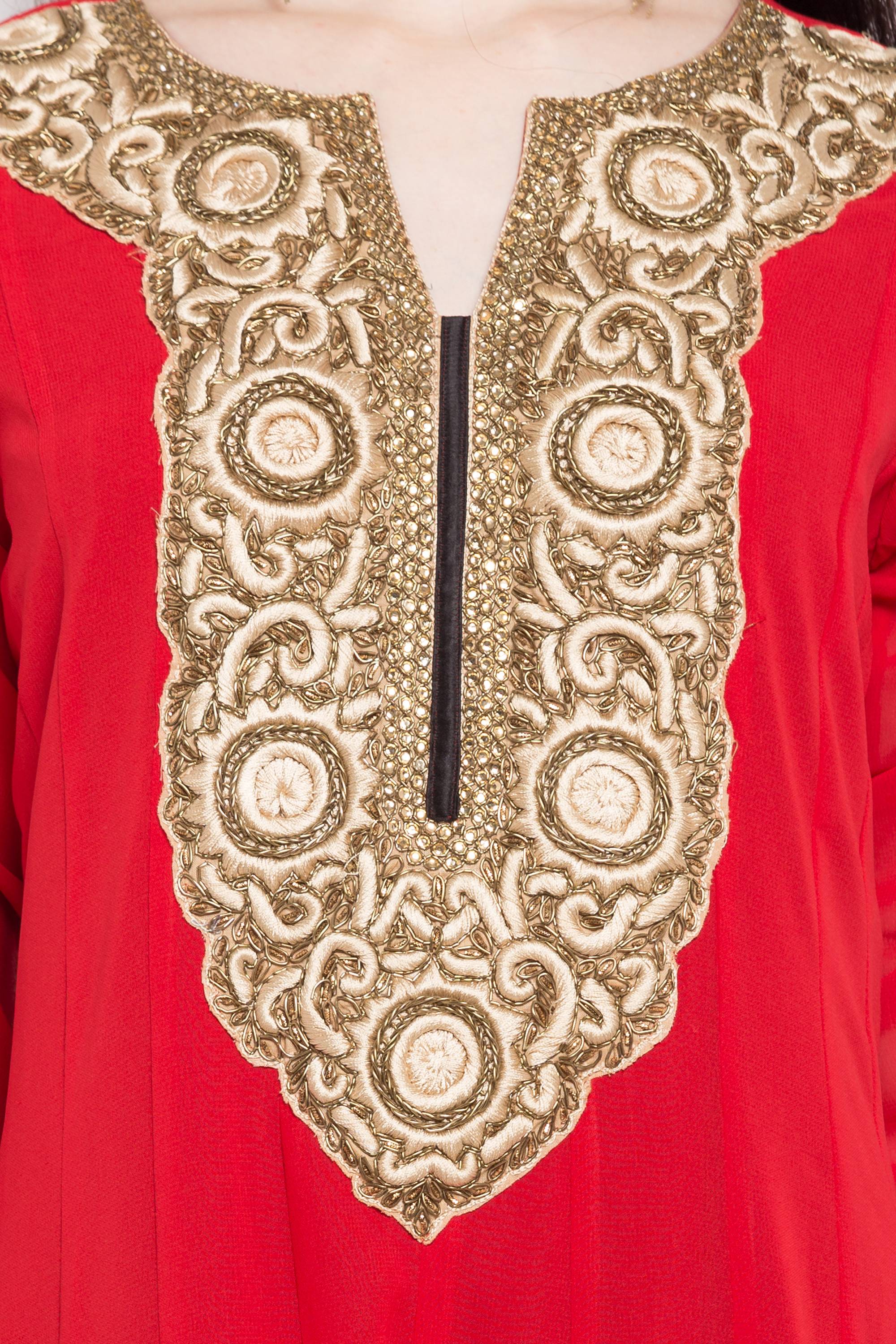 Faux Georgette Anarkali Kurti Top In Red