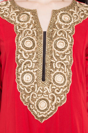 Faux Georgette Anarkali Kurti Top In Red